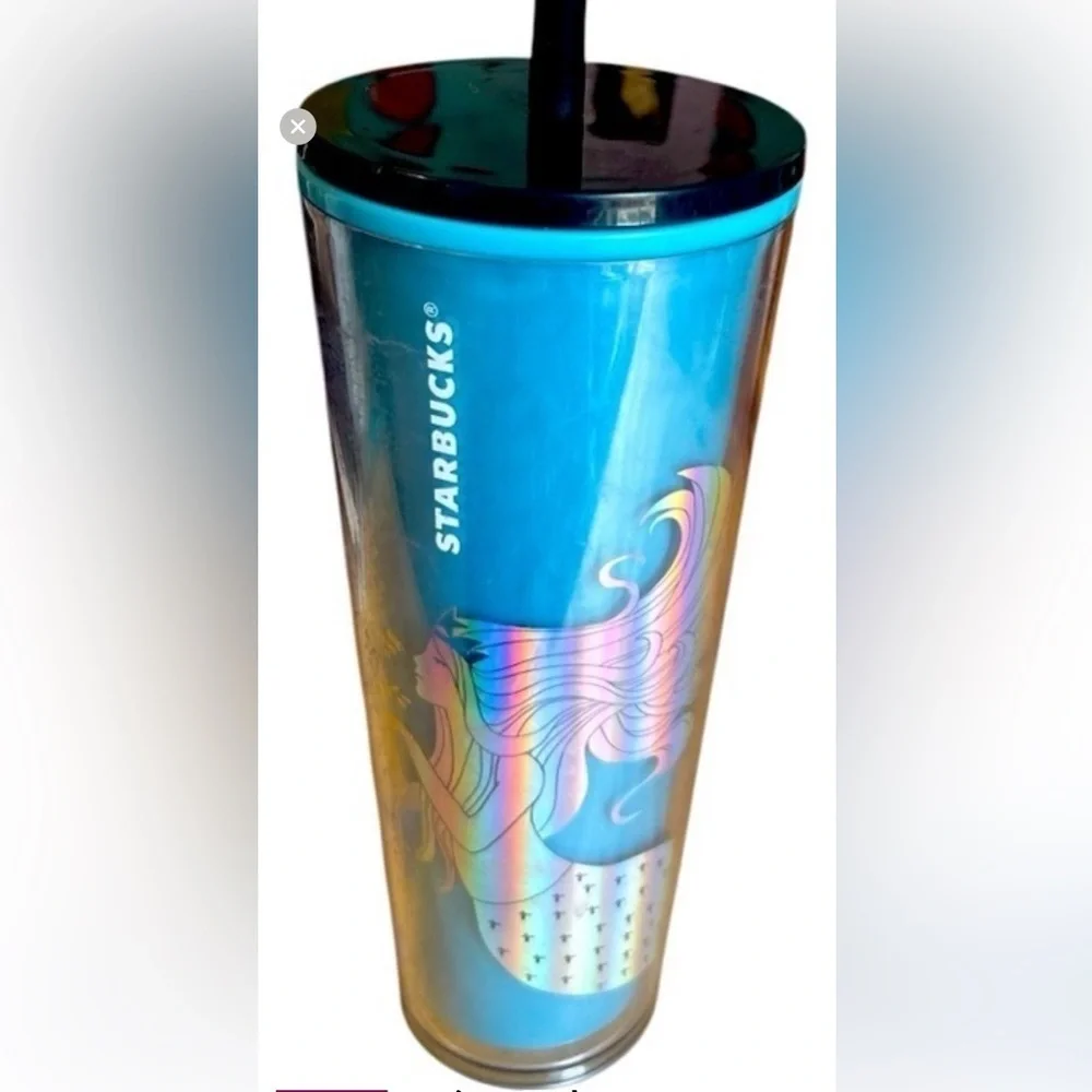 Starbucks Iridescent Blue Tumbler.Siren‎ Mermaid Color Changing 24 oz. Preowned